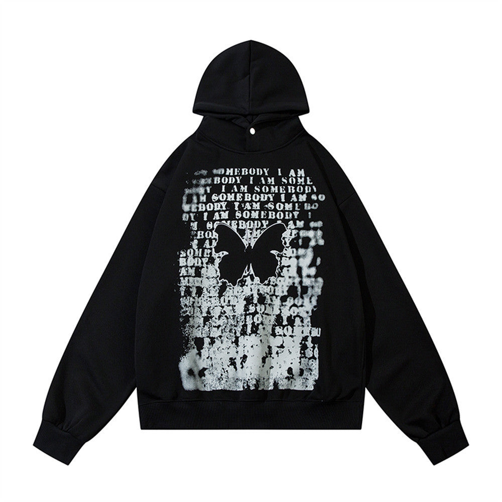 Niche Embroidery Butterfly And Letters Printed Hoodie