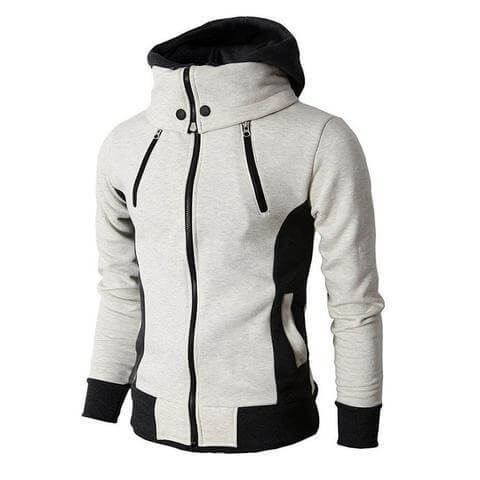 Men's Zip UP Hooded Jacket Fake Two Piece Sports Cardigan Casual