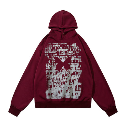 Niche Embroidery Butterfly And Letters Printed Hoodie