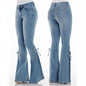 Ladies jeans mid-waisted denim trousers stretch jeans