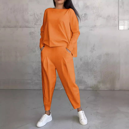 Women's Irregular Design Long-sleeved Sweater Harem Pants Suit