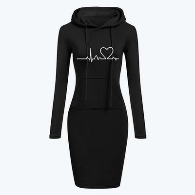 Autumn Winter Women Hoodies Sweatshirts Long-sleeved Dress