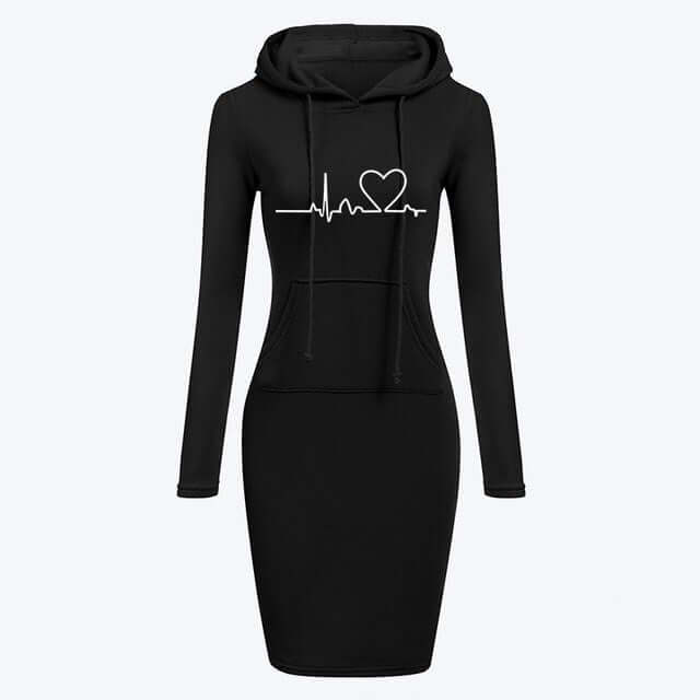 Autumn Winter Women Hoodies Sweatshirts Long-sleeved Dress