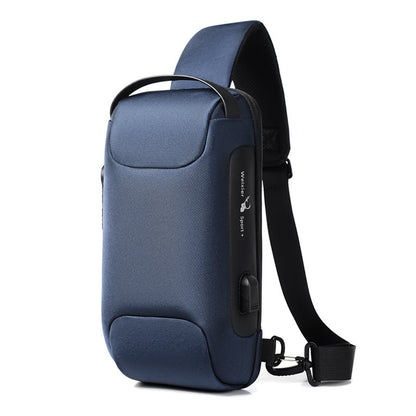 Waterproof USB Anti-theft Bag Men Oxford Crossbody Shoulder Bag Sling Multifunction Short Travel Messenger Chest Pack