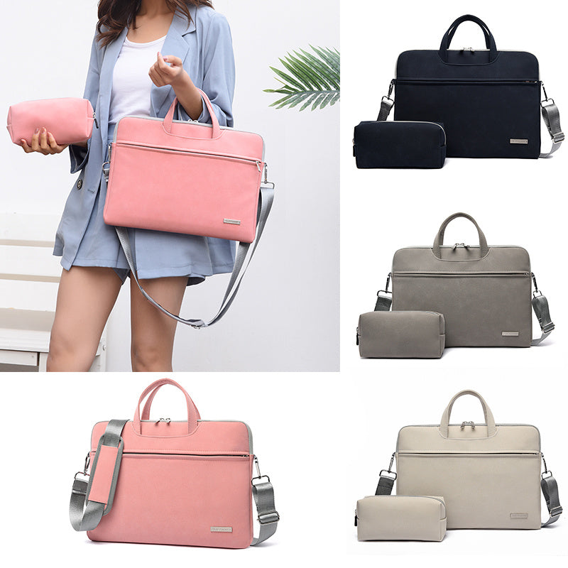 Leather Women Laptop Bag Notebook Carrying Case Briefcase For Macbook