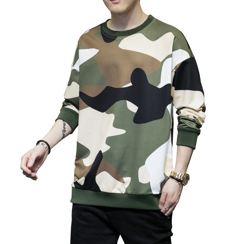 Fall Men's Clothing Camouflage Pullover Sweater