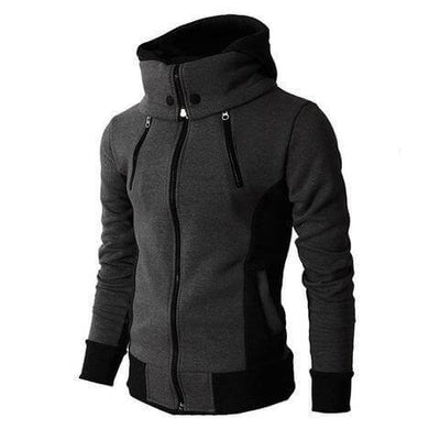 Men's Zip UP Hooded Jacket Fake Two Piece Sports Cardigan Casual