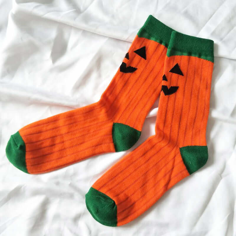 Personality Halloween Pumpkin Socks Fashion Funny Cute Happy Cartoon Male Sock Autumn Comfortable Stitching Pattern Cotton Socks