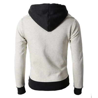 Men's Zip UP Hooded Jacket Fake Two Piece Sports Cardigan Casual