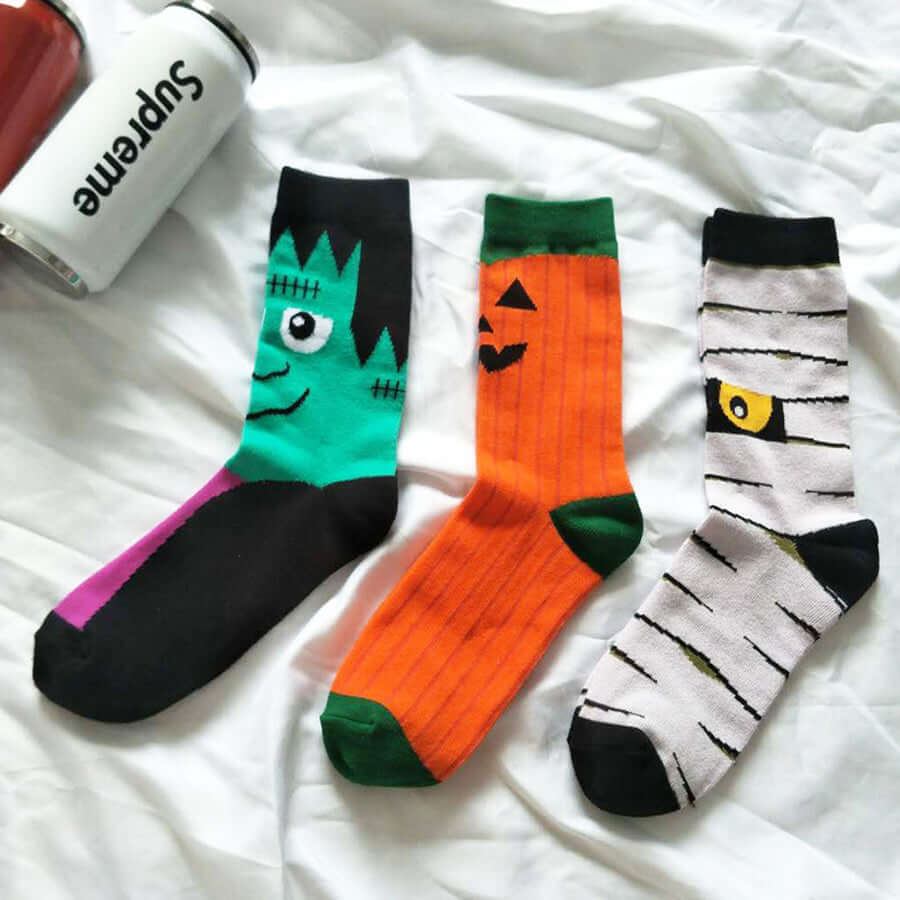 Personality Halloween Pumpkin Socks Fashion Funny Cute Happy Cartoon Male Sock Autumn Comfortable Stitching Pattern Cotton Socks