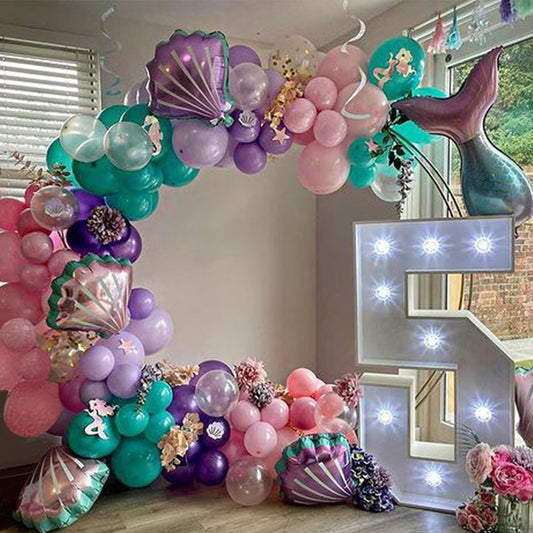 Mermaid Theme Latex Aluminum Foil Shell Fishtail Balloon