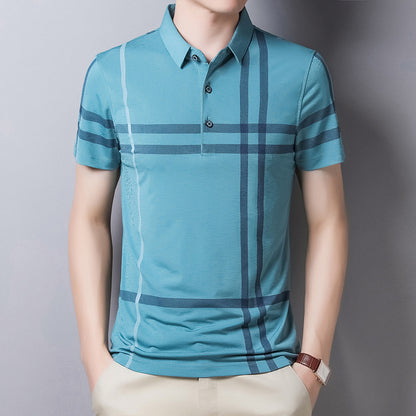 Men Summer Striped Polo Shirt Short Sleeve Slim Fit Polos Fashion Streetwear Tops