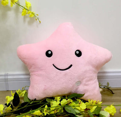 LED Light Colorful Cushion Stars Plush Pillow Toys Gift For Kids Children Girl