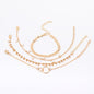 Simple Geometric Circle Wheat Ear Pearl Pendant 4-piece Set Bracelet