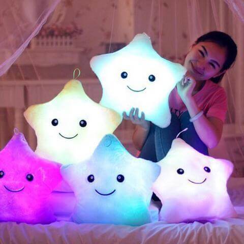 LED Light Colorful Cushion Stars Plush Pillow Toys Gift For Kids Children Girl