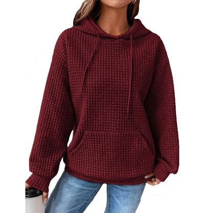 Fashion Waffle Hoodie Sweater Women's Sports Sweatshirt Casual Long Sleeve Tops Womens Clothing