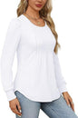 Women's Bubble Sleeve Waist Pleated Round Neck Long Sleeve T-shirt