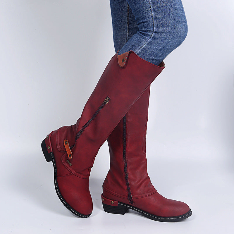 European And American Flat Zipper Women Boots