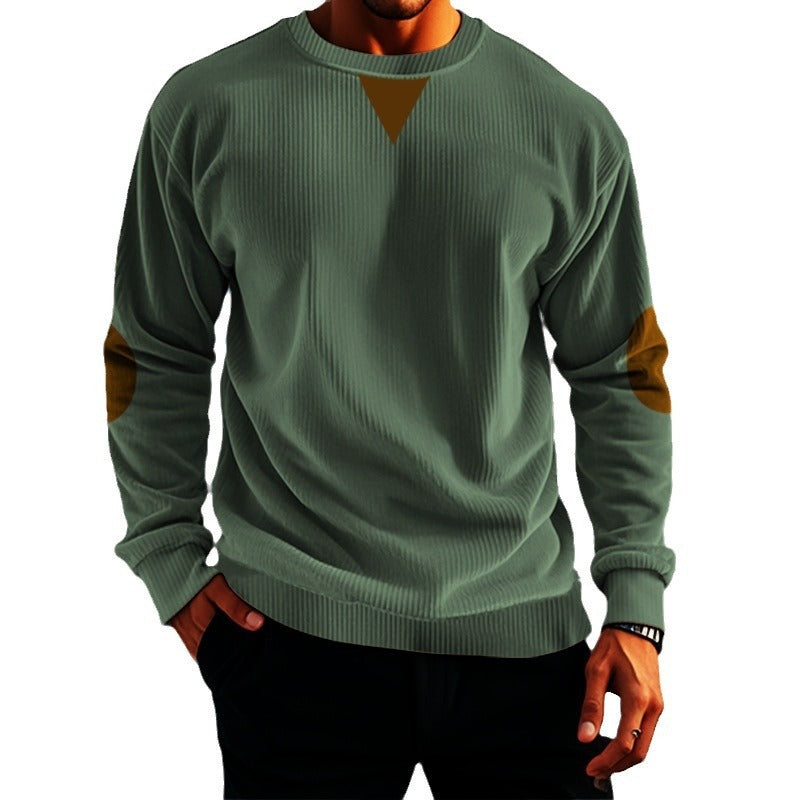 Stand Collar Corduroy Long-sleeved Sweater For Men