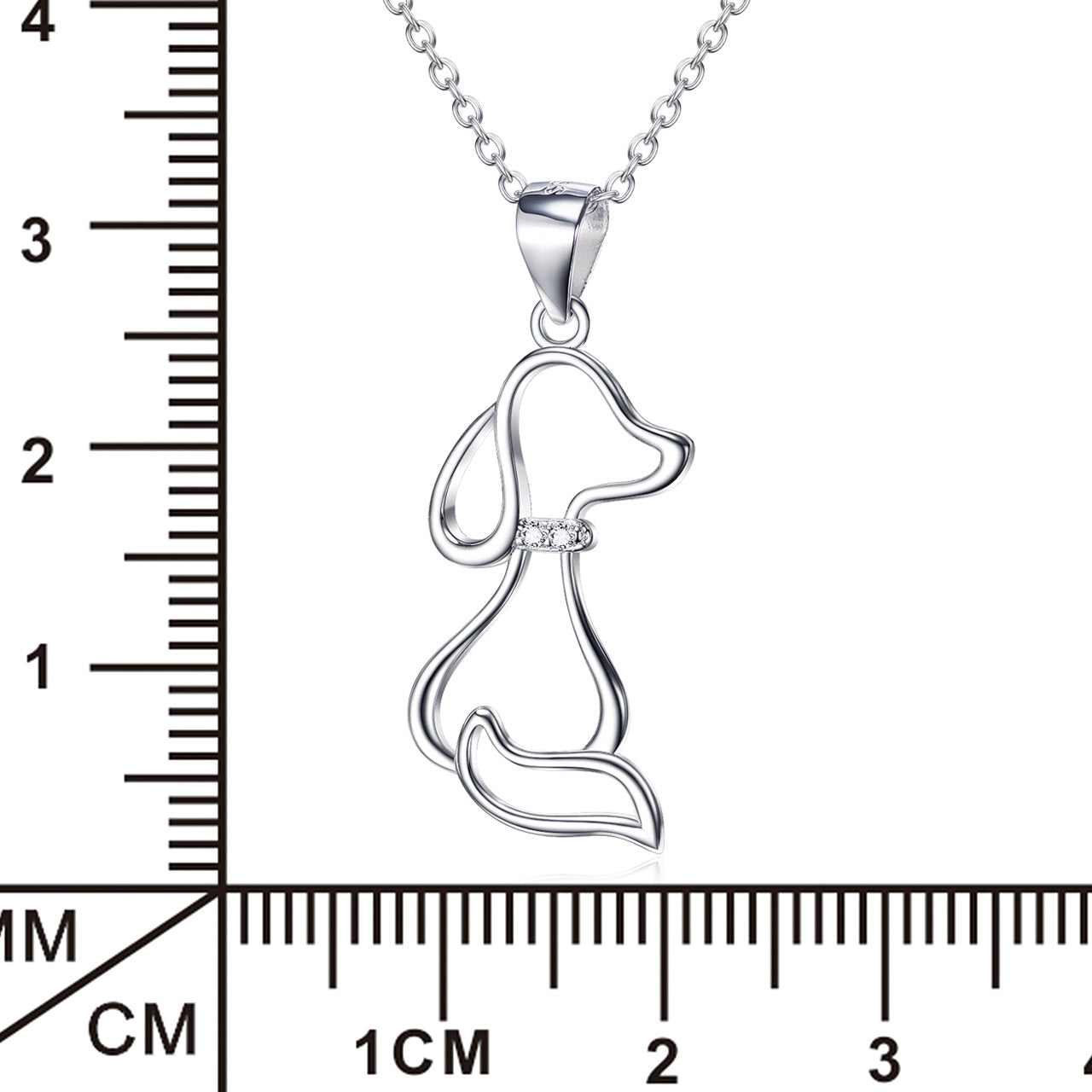 Ladies 925 Sterling Silver Jewelry Dog Necklace