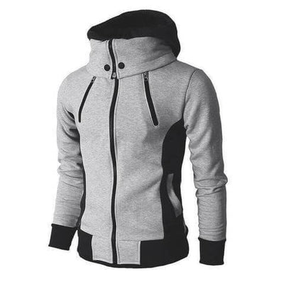 Men's Zip UP Hooded Jacket Fake Two Piece Sports Cardigan Casual