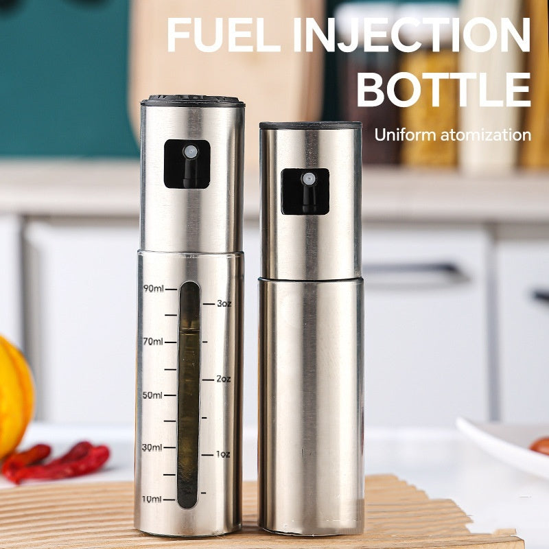 Fuel Spray Can Household Kitchen Supplies Artifact Stainless Steel Oil Injection Bottle Spice Bottle Spray Press Type Barbecue Oil Bottle Kitchen Gadgets