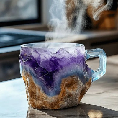 400ml Resin Mineral Crystal Coffee Mugs With Handles Elegant Fake Mineral Crystal Cup For Workplace Home Decor