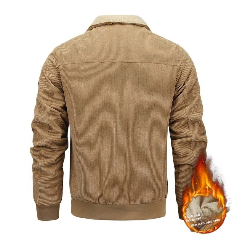 Winter Lapel Fleece Jacket With Pockets Warm Thicken Cotton