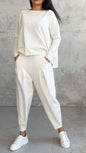 Women's Irregular Design Long-sleeved Sweater Harem Pants Suit