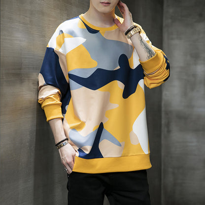 Fall Men's Clothing Camouflage Pullover Sweater