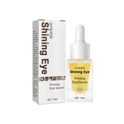 Shining Eye Firming Eye Serum 10ml bottle and packaging showcasing ingredients and product details for skin care.