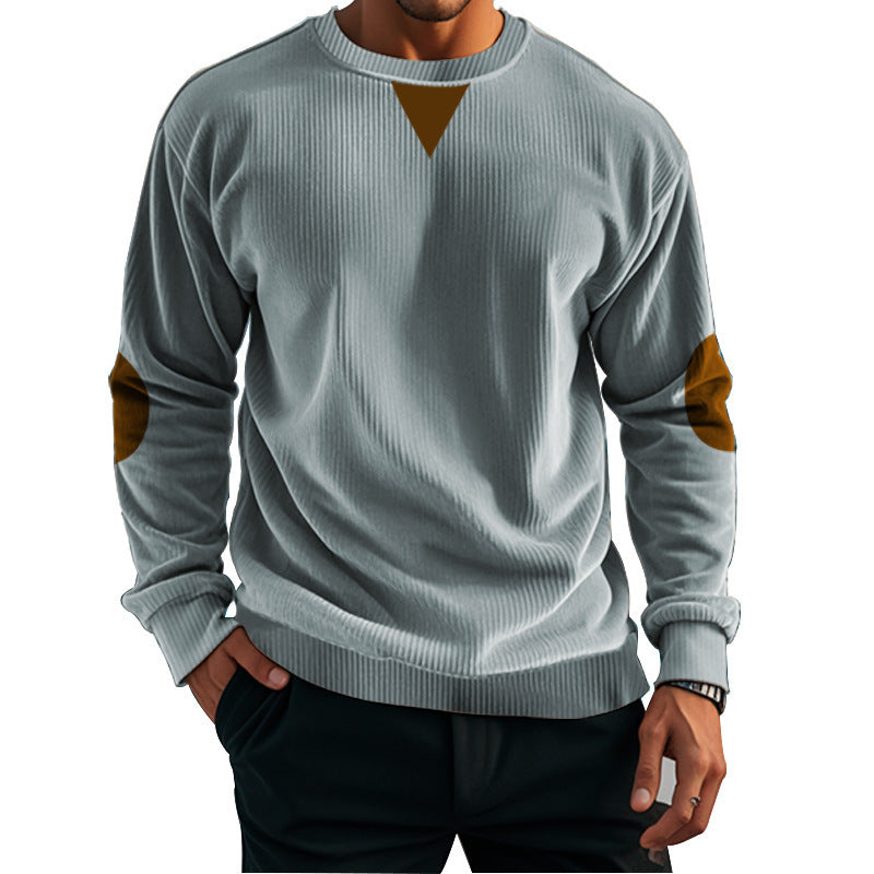 Stand Collar Corduroy Long-sleeved Sweater For Men