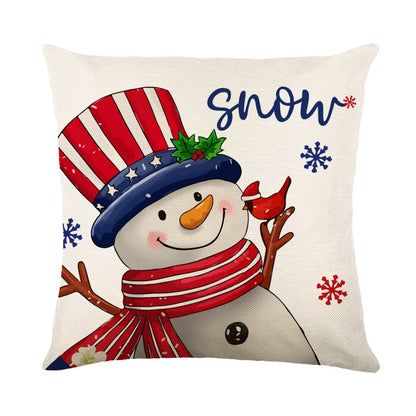 Christmas Decorations Pillow Covers Sofa Square Throw Pillow Cases Stamping Snowflake Waist Cushion Cover Home Bed Decor