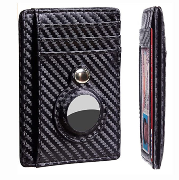 Air Tag Wallet Anti-Theft Bullet Card Bag Multi-functional Rfid Card Holder Men's Leather Slim Wallets for Air tag Air Tag