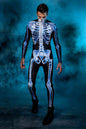 Halloween Long Sleeve Tights See-through Skeleton 3D Printed One-piece