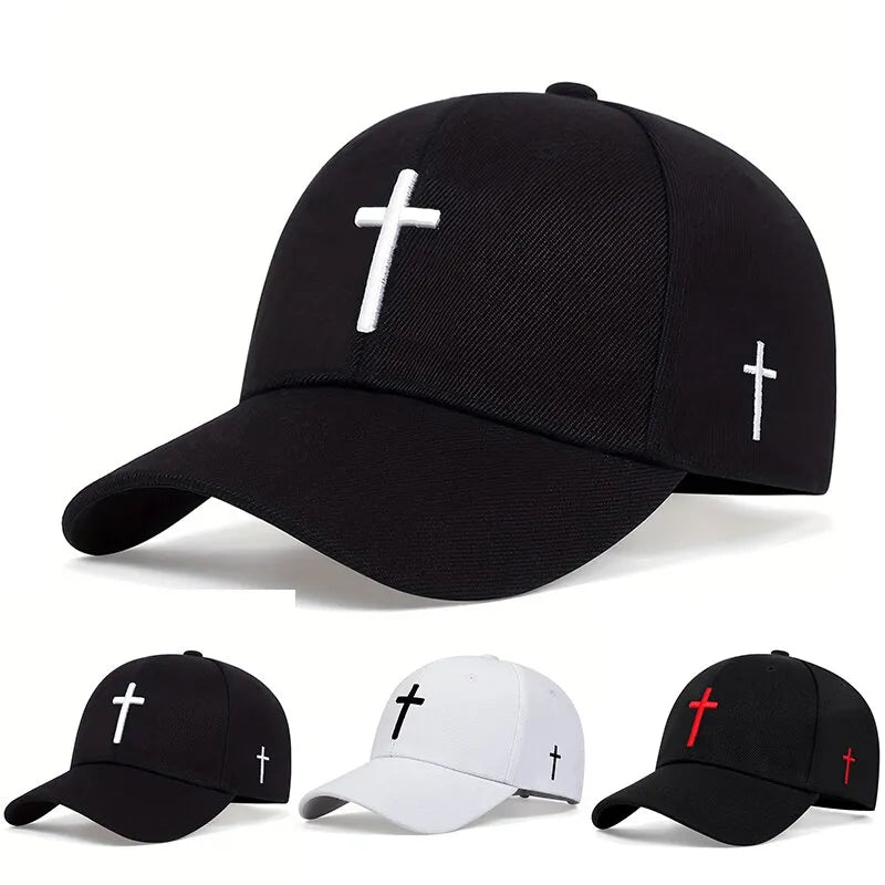 Unisex Cross Embroidery Snapback Baseball Caps Spring and Autumn Outdoor Adjustable