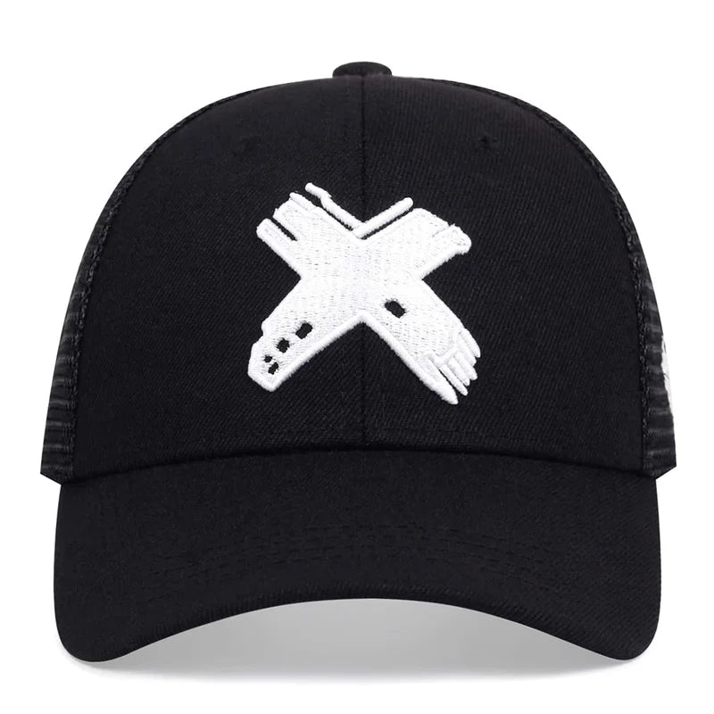 Men Mesh Baseball Cap Outdoor Sport X Letter Snapback Hat for Women Unisex