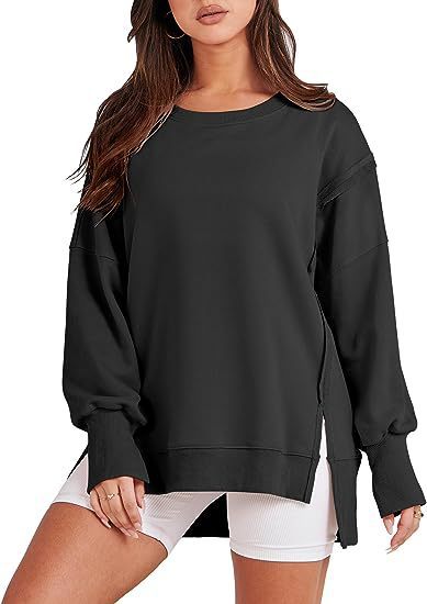 Solid Oversized Sweatshirt Crew Neck Long Sleeve Pullover Hoodies Tops Fashion Fall Women Clothes Winter