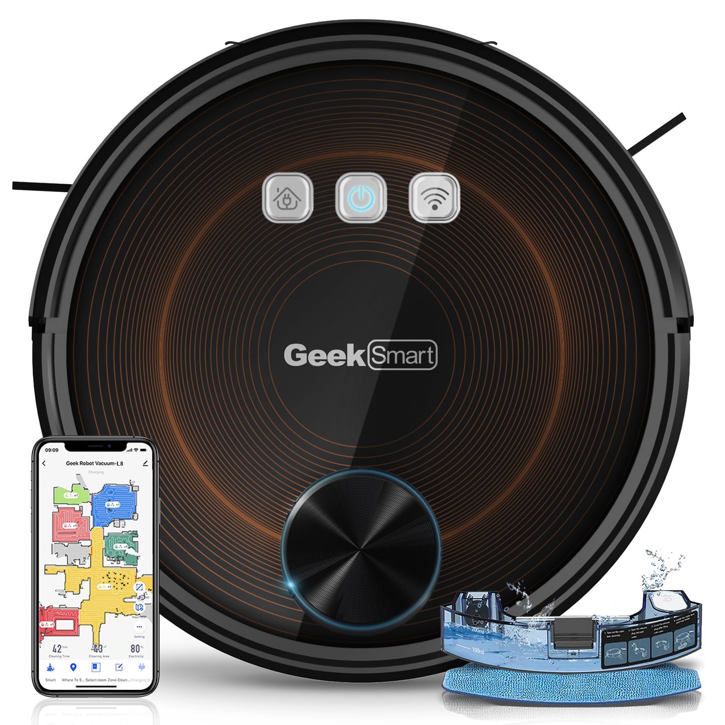 Geek Smart L8 Robot Vacuum Cleaner And Mop, LDS Navigation, Wi-Fi Connected APP, Selective Room Cleaning,MAX 2700 PA Suction, Ideal For Pets And Larger Home.Banned From Selling On Amazon