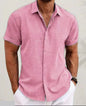 Men's Solid Color Loose Linen Short-sleeved T-shirt