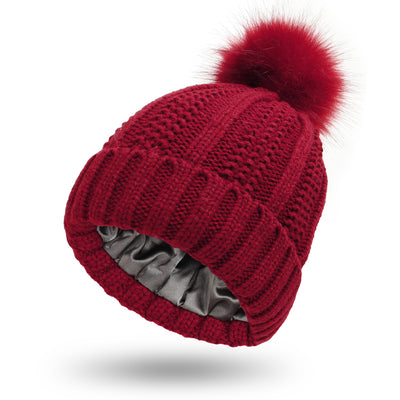 Hats Beanie Hat For Women Faux Fur Pom Pom Hat Winter Keep Warming Beanie Hat