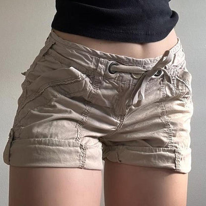 Fashion Lace-up Cargo Woven Shorts