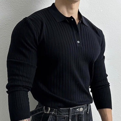 Slim-fit Long-sleeved Polo Shirt Retro Loose Half Zipper Sweater