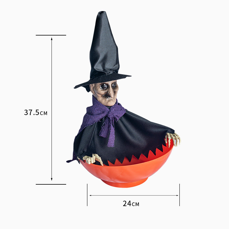 Joyful Halloween Ornament Fruits Tray Scary Screaming Luminous Eye Swinging Skull Decorative Candy Organizer For Party Resturant