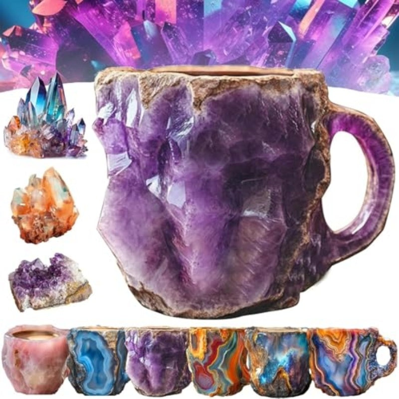 400ml Resin Mineral Crystal Coffee Mugs With Handles Elegant Fake Mineral Crystal Cup For Workplace Home Decor