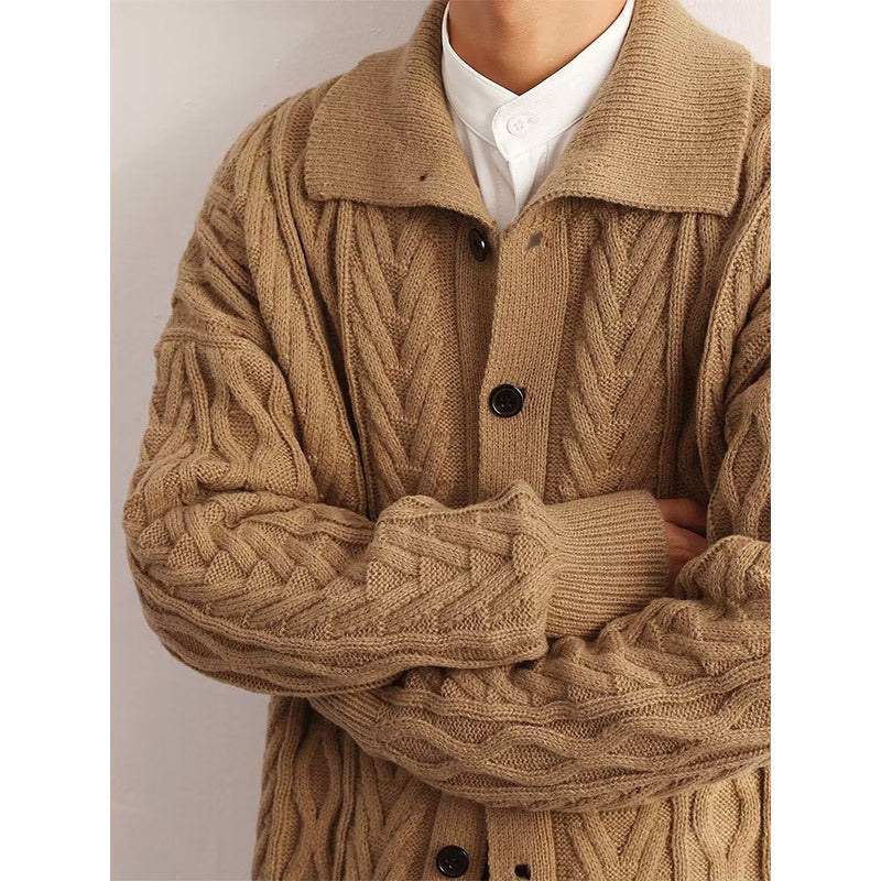 American-style Retro Twist Lapel Sweater For Men