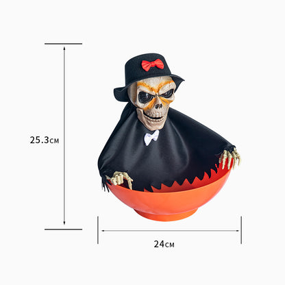 Joyful Halloween Ornament Fruits Tray Scary Screaming Luminous Eye Swinging Skull Decorative Candy Organizer For Party Resturant