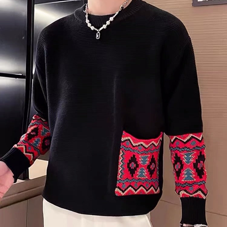 Ethnic Style Jacquard Design Men's Sweater