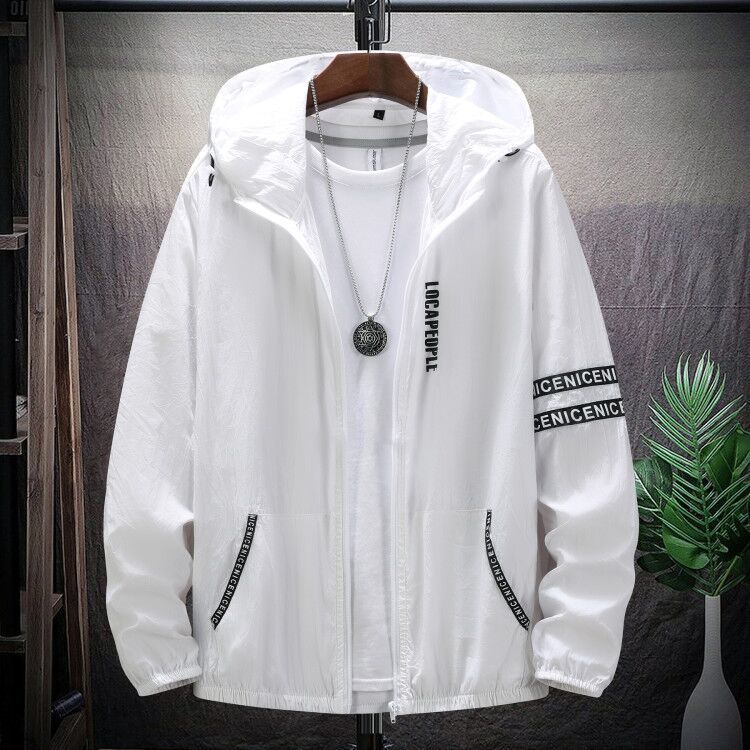 Men's Minimalist Ice Silk Sunscreen Suit Hooded Jacket