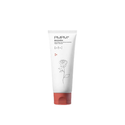 PMPM Bulgaria Rose Tea lotion tube for dry and sensitive skin, featuring moisturizing and oil control properties.